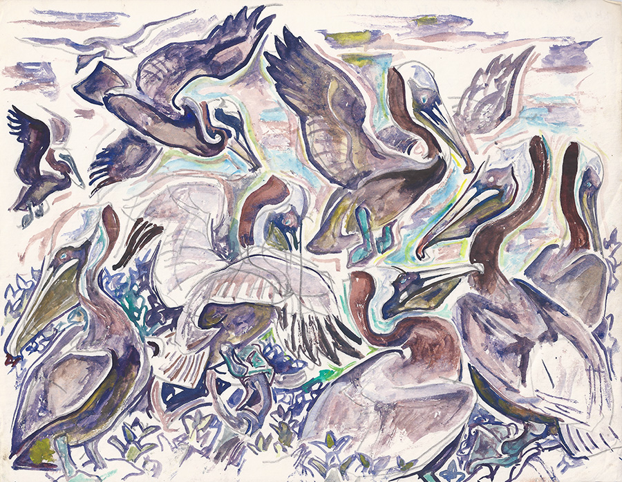 Pelicans on North Key by Walter Anderson